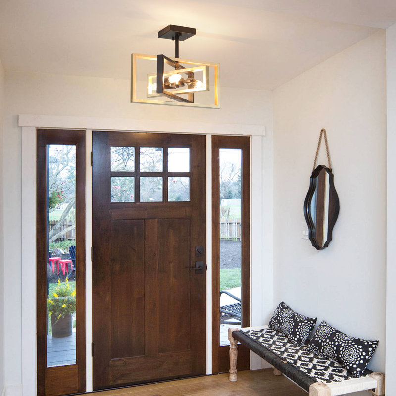 Ekber Semi Flush Mount, Matte Black/Gold