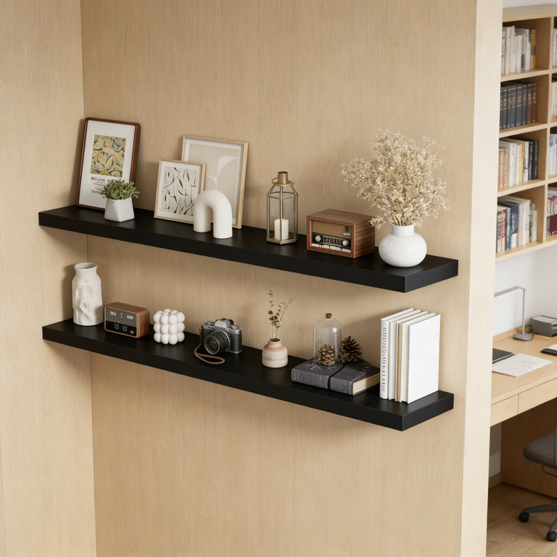 Ensemble de tablettes flottantes extra longues de 2 tablettes murales de 72 pouces avec supports invisibles pour le rangement et la présentation, design moderne rustique pour le salon, la cuisine, la salle de bain et la décoration intérieure