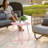  Round Metal End Table, X-Shaped Frame Indoor Outdoor Side Accent Table - Pink-1325802947