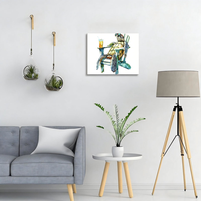 «White Funny Sea Turtle», affiche sur toile 20 x 16 po
