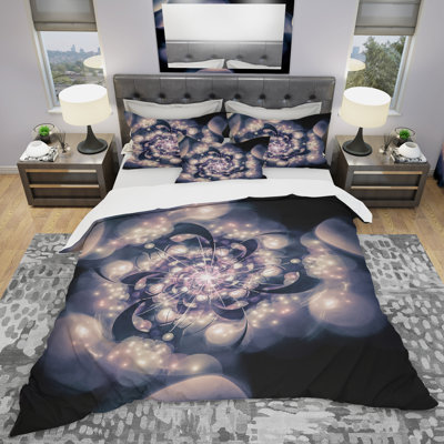 Ensemble de housse de couette à fleur noir/blanc