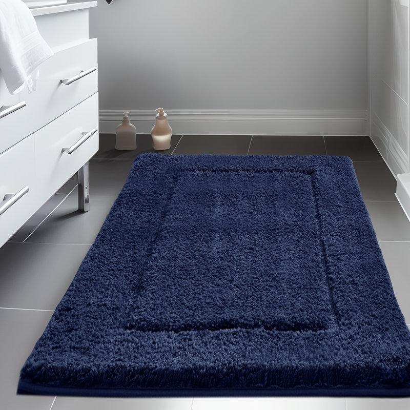 Super Soft Thick Plush Tufted Bathroom Rug, Navy, 17" W x 24" L