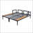 Outdoor Daybed Patio Metal Daybed with Wood Topped Side Spaces  for Drinks, Chaise Lounges-241846446