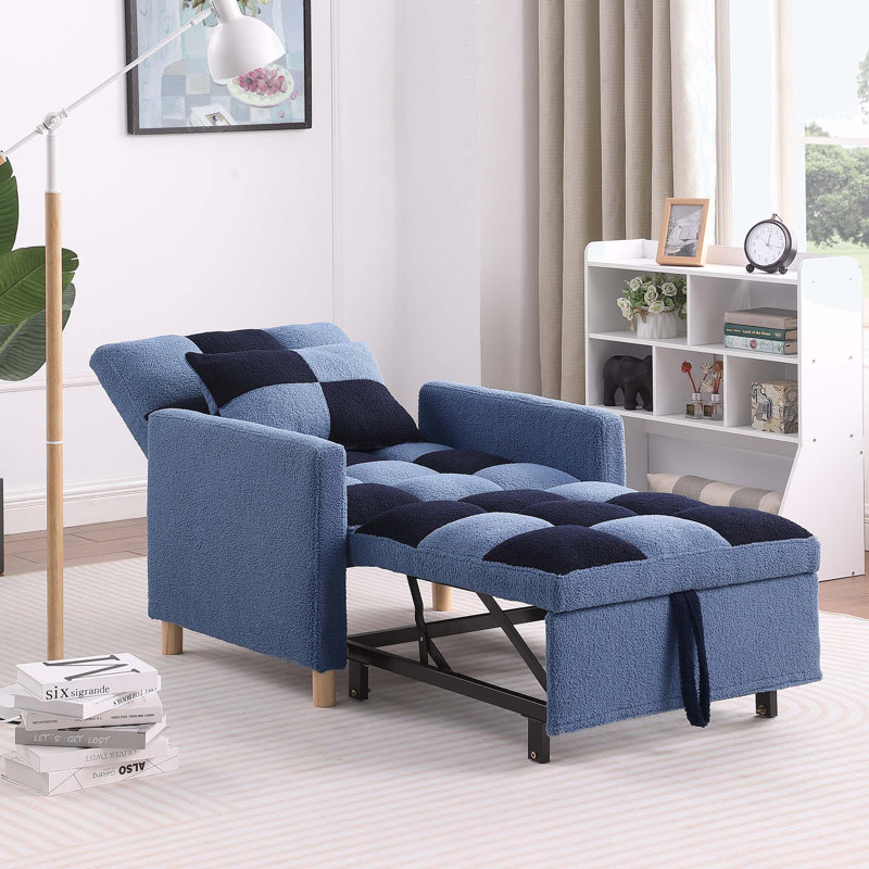 Chaise d'appoint rembourrée Somdath, Bleu duplicata