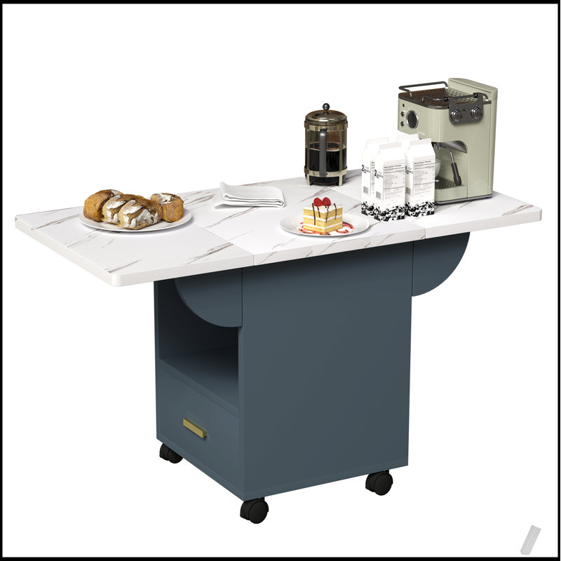 Table de salle à manger pliante en bois 39,4 pouces avec 4 roues, conception multifonctionnelle et peu encombrante pour les maisons modernes
