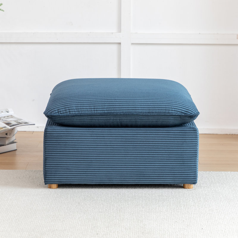 Hepworth Dejohn Corduroy Sectional Sofa With Ottoman, Blue Corduroy, 36" H x 95.5" W x 62.5" D