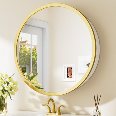 Gervon Round Wall Mounted Medicine Cabinet with Shelves