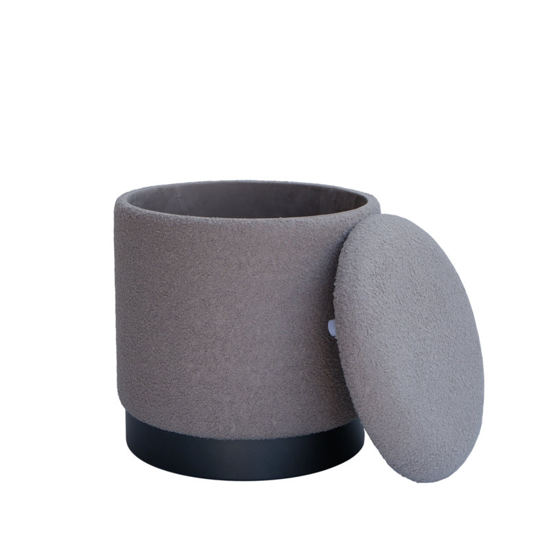 Repose-pieds rond élégant avec rangement caché gris de 16 po Elegant