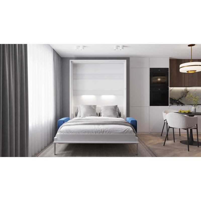 Neidelin Upholstered Bed, White/Navy