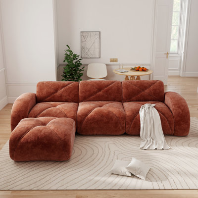 110.7" Upholstered L-Shaped Boneless Sectional With Ottoman