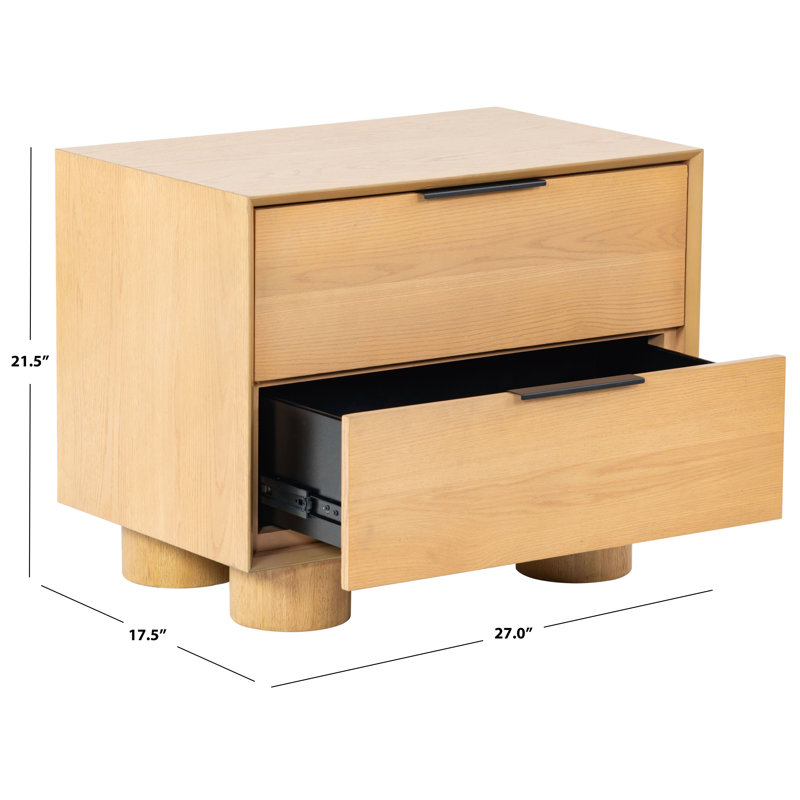 Addyson Wood 2 Drawer Nightstand, Natural