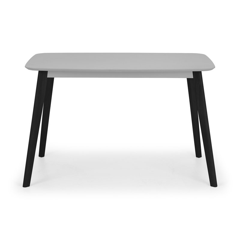 Aramis Solid Wood Base Dining Table, Light Grey, Black