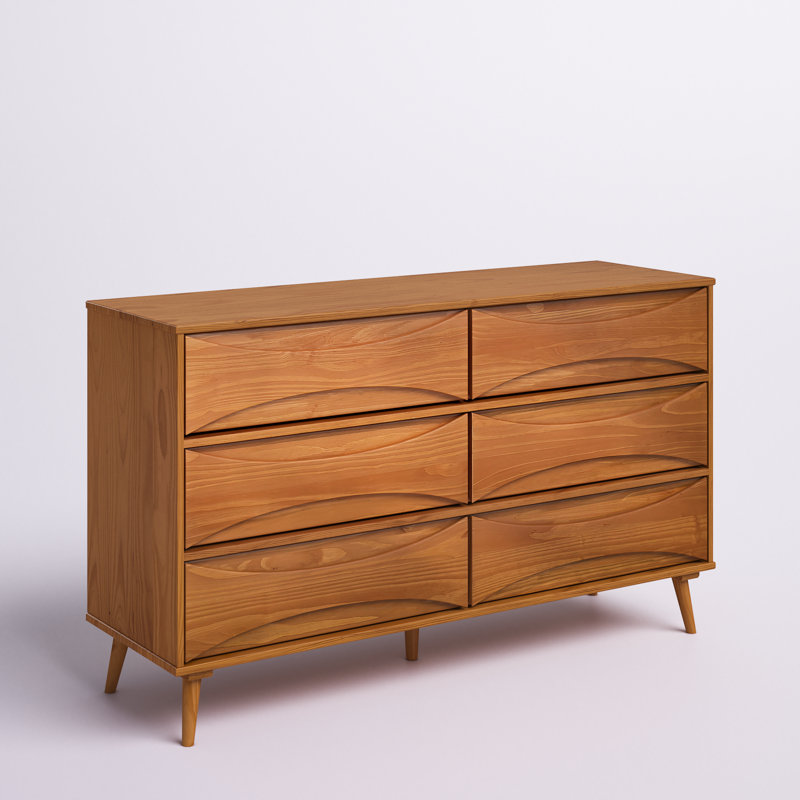 Amoakuh 6 Drawer Solid Wood Double Dresser, Caramel