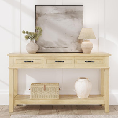 Entryway Table,Console Table with 3 Drawers, Farmhouse Wooden Hallway Tables for Entryway, Living Room