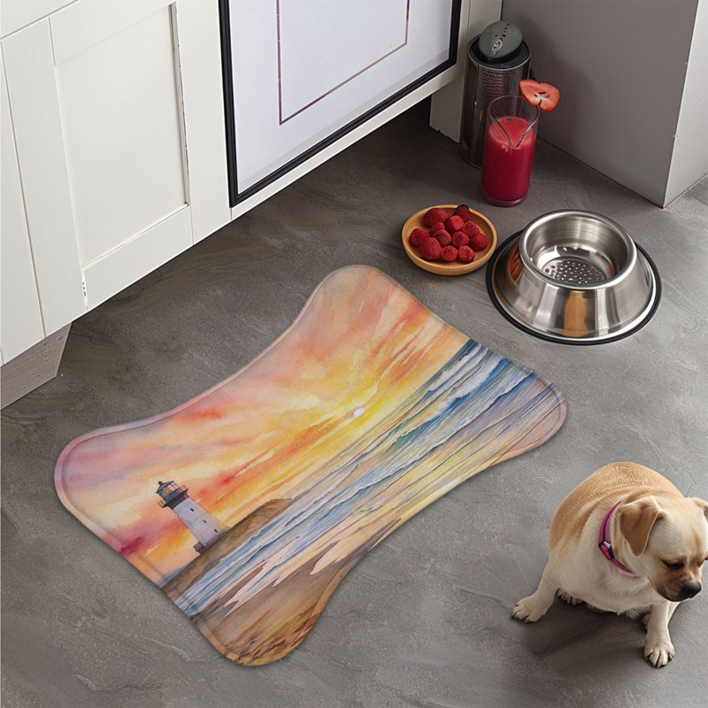 Nautical Lighthouse - 1 Piece Bone Shape Feeding Mat, XL (18")