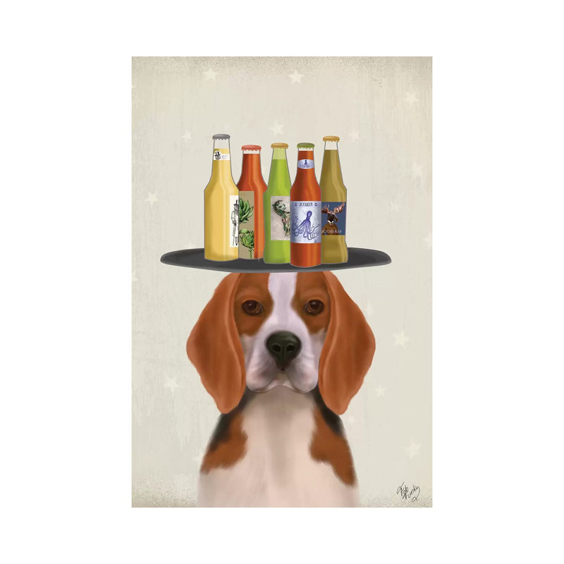 Beagle Beer Lover by Fab Funky - Wrapped Canvas Print, 30.48 cm H x 45.72 cm W