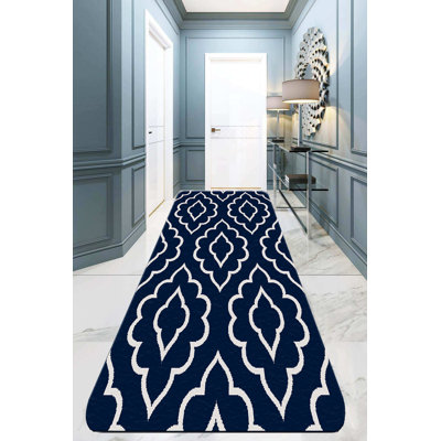Tapis d'entrée antidérapant (3,3 x 9,8 pi), 100% polyester, hauteur des poils de 10 mm, antibactérien, lavable à la machine | Base durable à pois, 2,1 lb / pied carré | Parfait pour les endroits très passants, facile d'entretien et design élégant