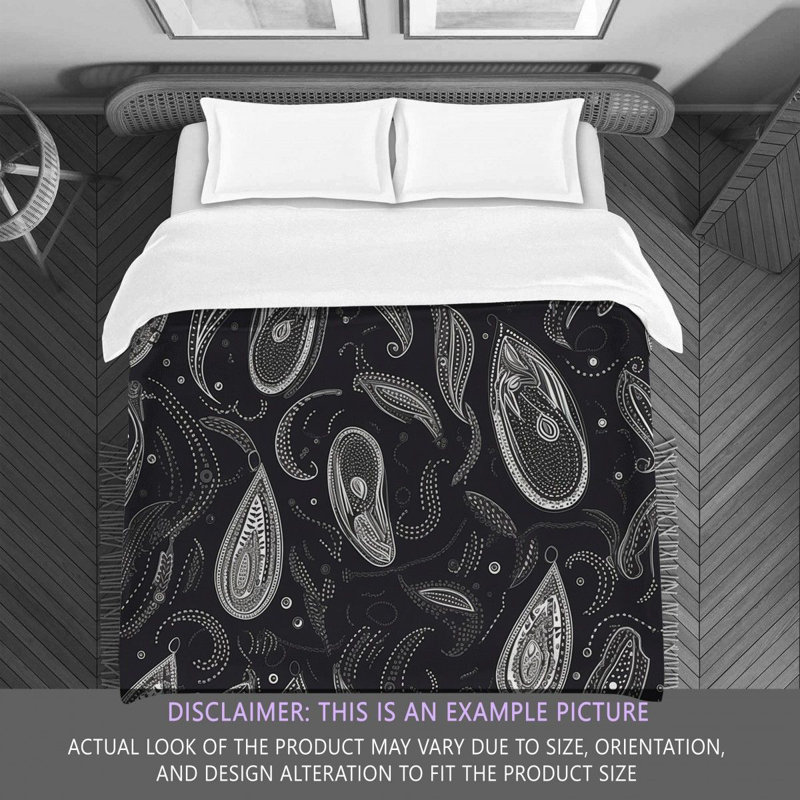 Paisley Black/Silver Microfiber Comforter, Twin Comforter