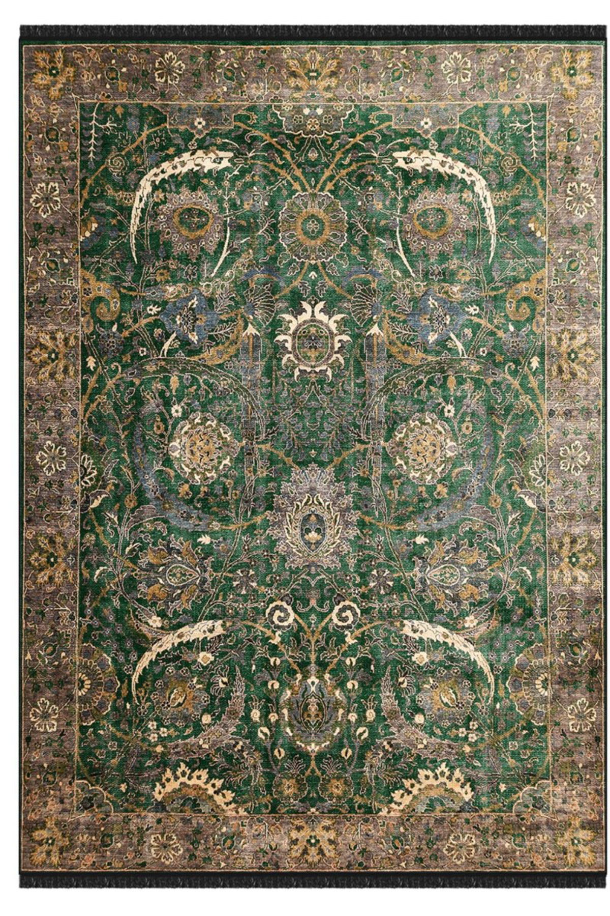 Rugpera Hartig Green And Brown Color Toile Design Carpet Machine Woven ...