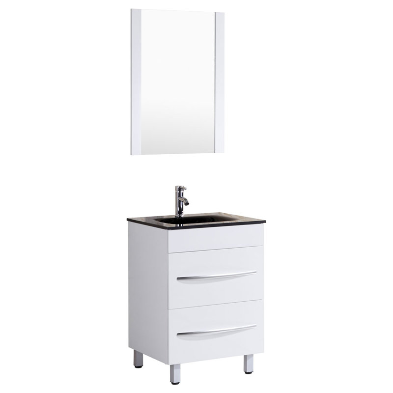 Ensemble de meuble-lavabo simple 24 po avec miroir Marguez, Noir