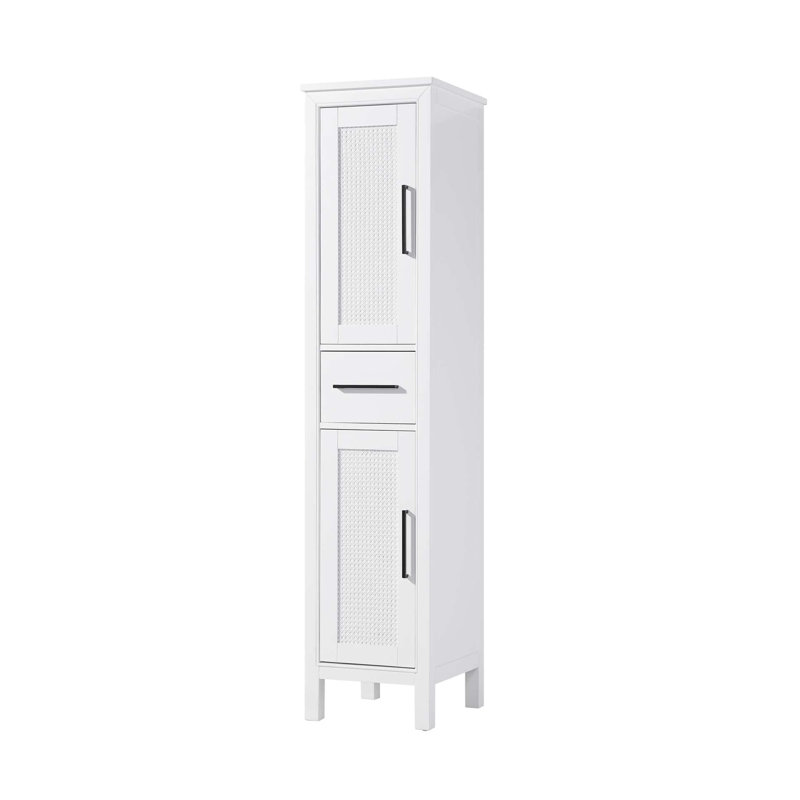 16 Inch Bath Storage Cabinet in White, 72" H x 16" W x 72" D, White