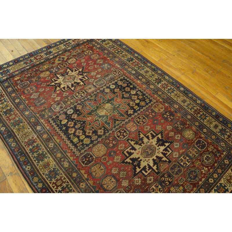 Hand Knotted Wool Geometric Area Rug in Pink