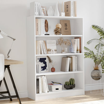 Bookshelf for Bedroom 4 Shelf Office Bookcase 48 Inches Tall Modern Wood Bookshelf for Living Room 4 Tier Wide Manga Bookshelves Library Bookcase
