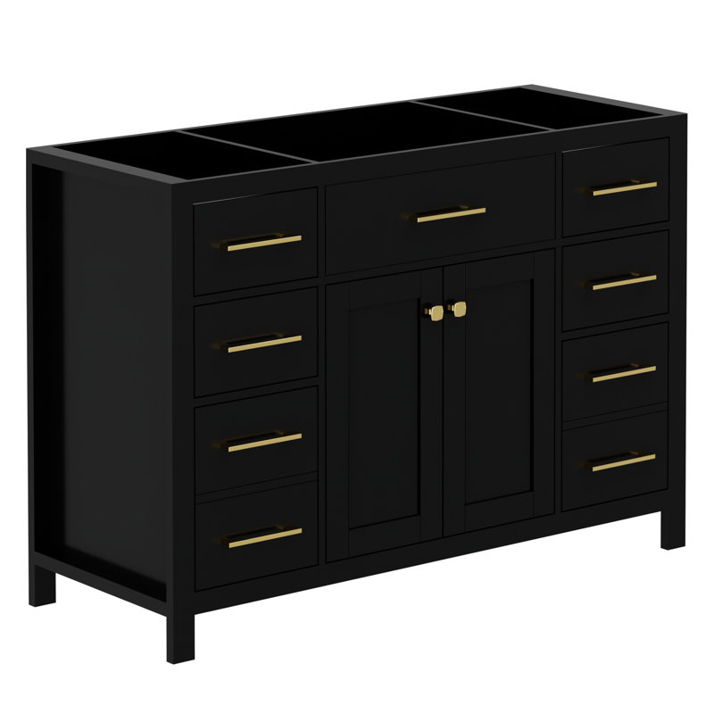 Base de meuble-lavabo simple 48 po, lavabo non inclus, Noir