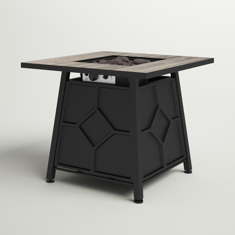 Cathy Square Magnesium Oxide Propane Smokeless Fire Pit Table, Gray