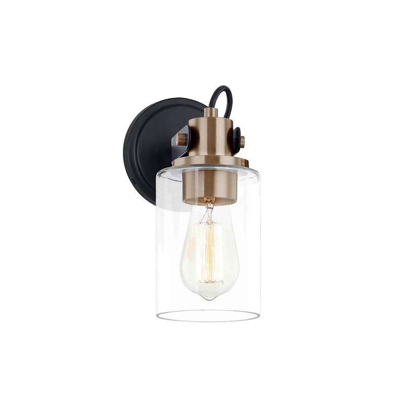 Armed Sconce, Black Matte/Brass Accents