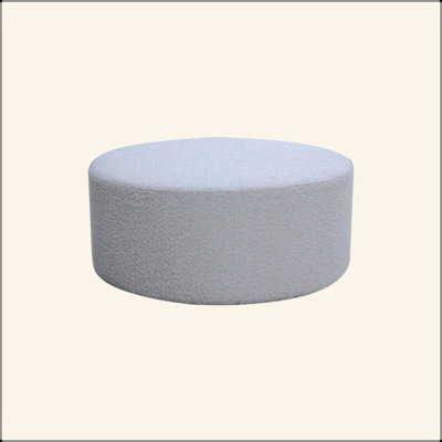 Round Coffee Table, Boucle Upholstered End Table, Functions As Side Table, Ottoman, And Seat For Living Room, Bedroom, Entryway, Office