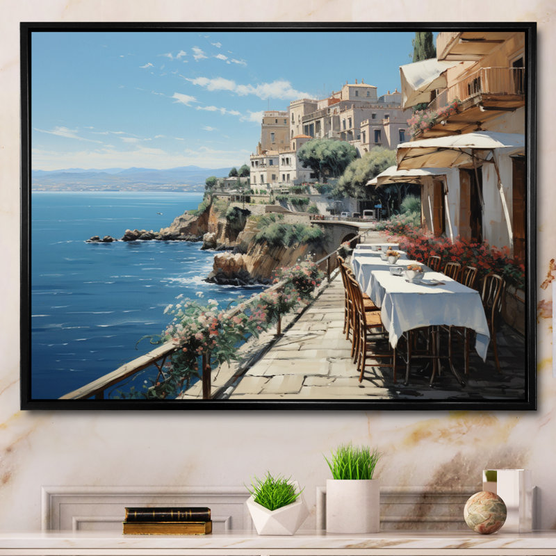 Italie, Amalfi Coast Romance - Italie, art mural, Cadre flottant noir, H 34 po x l 44 po x P 1,5 po