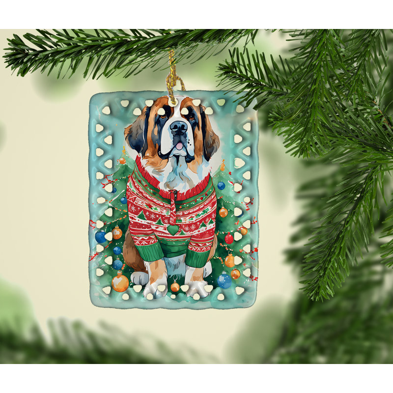 Ornement en porcelaine de Noël Saint Bernard, Saint Bernard 3612