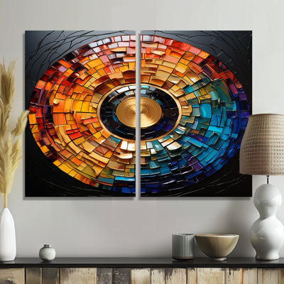 Colorful Vinyl Record Vinyl Mosaic II - Multi-Color Canvas Prints 2-Panels