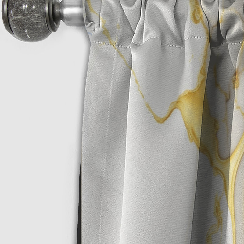Abstract Geode Marble White And Gold II - Abstract Marble Marble Blackout Curtain - 1 Panels, 52" W x 90" L