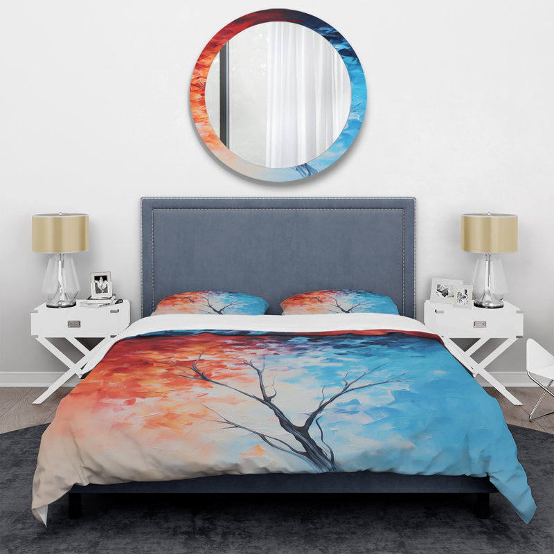 Ensemble de housse de couette Fire and Ice Tachisme Tree III - Tachisme, Housse de couette pour grand lit et 2 taies décor