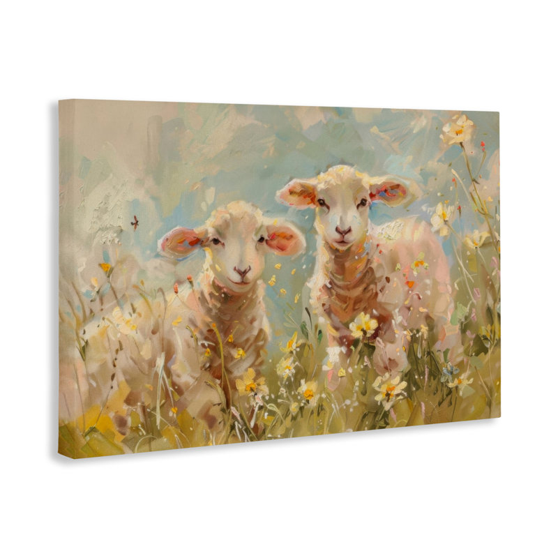 «Spring Lambs in Meadow Canvas», conception par LSR Design Studio, H 16 po x l 24 po