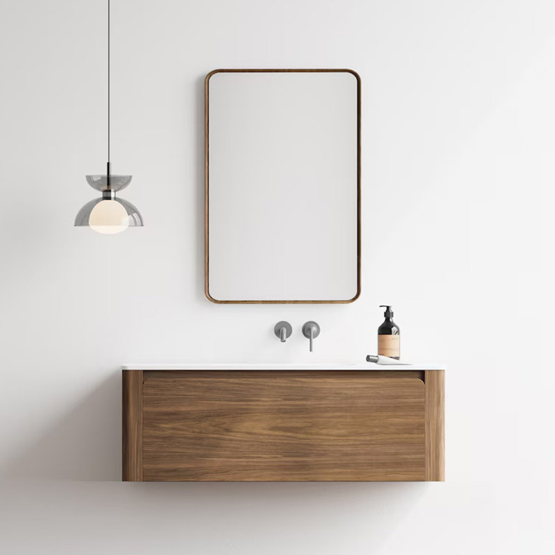 Sahiti 48 po L x 19 po P 1 tiroir Meuble-lavabo mural avec évier simple et Comptoir en Surface solide blanc mat
