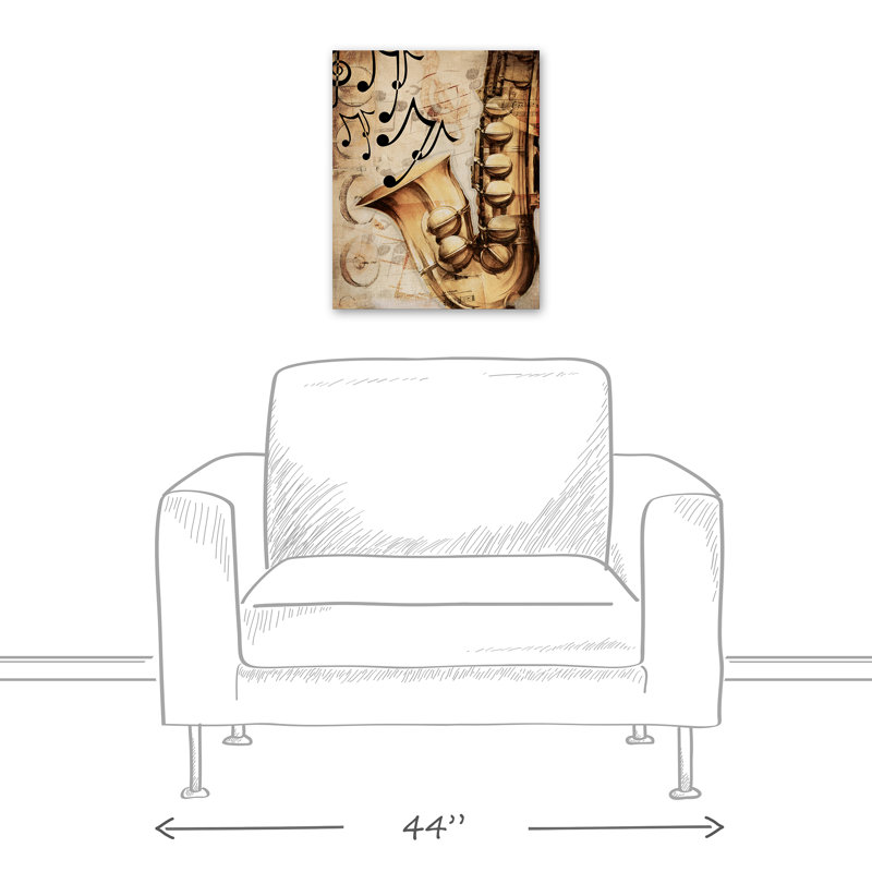 Art sur toile tendue jazz saxophoniste Cattrall, H 30 po x l 24 po x P 1,25 po