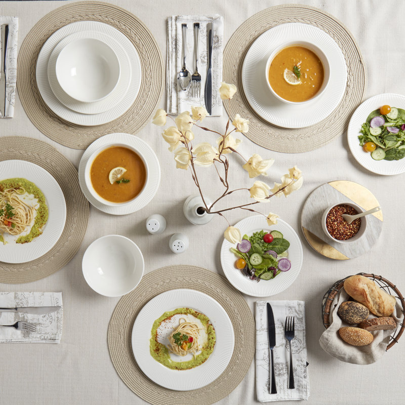 Grady Piece Porcelain China Dinnerware Set - Service for 4