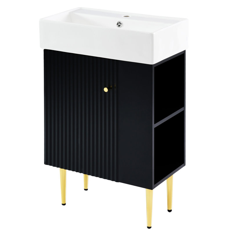 Meuble-lavabo de salle de bain 21,6 po, Noir