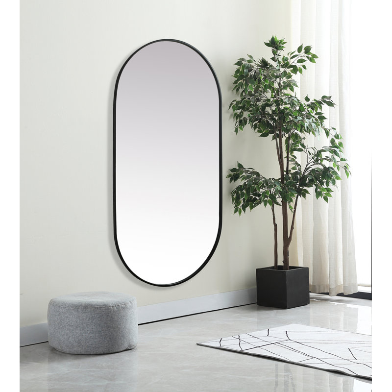 Elington Metal Oval Mirror, Black, 60"  x 30" 