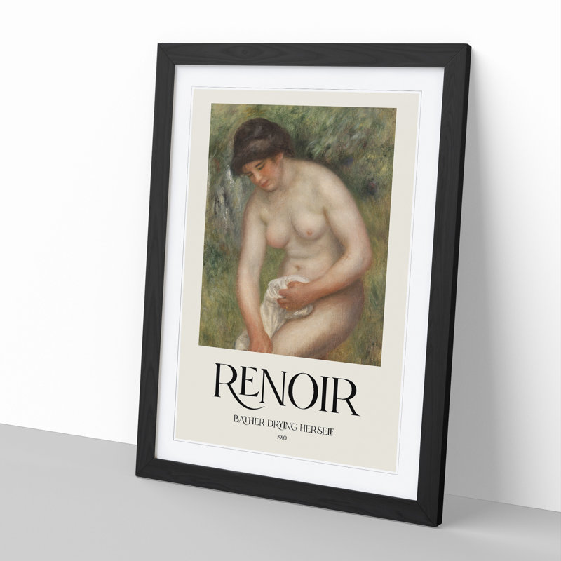 Bather Drying Herself Vol.1 by Pierre-Auguste Renoir - Picture Frame Graphic Art, 48cm H x 36cm W x 2cm D, Black Framed