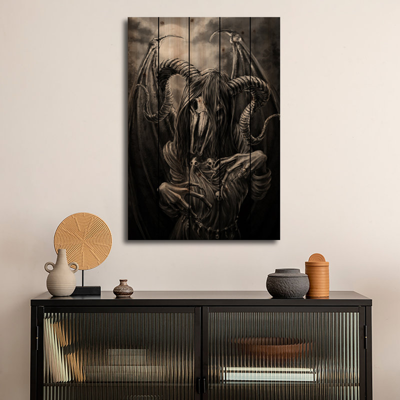 Reproduction d'art mural en bois - Déesse de la forêt Ajator par Tero Porthan, H 26 po x l 18 po