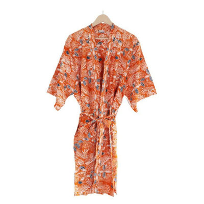Cotton Twill Plain Weave / Muslin Girl / Woman+ Mid-Calf Bathrobe with Pockets