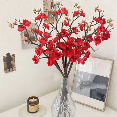 6pcs Artificial Peach FlowerCherry Blossom Flowers Silk Plants,Use to Christmas Decorations Thanksgiving Table Decor Home Decor Festival Party Deco without vase