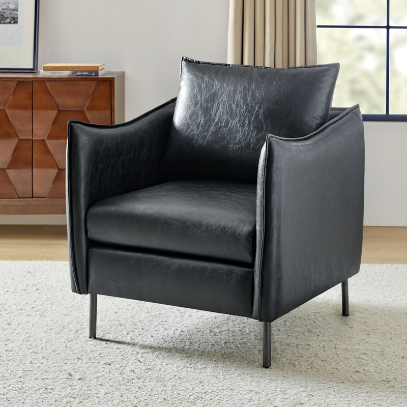 Fauteuil Eamor, Similicuir galet bleu marine