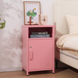 Katarra 26'' Tall Metal Nightstand Storage Cabinets With Lock
