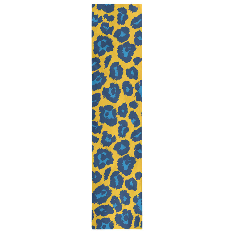 Chemin de table à imprimé animalier, 90 po x 16 po, Or / noir / bleu