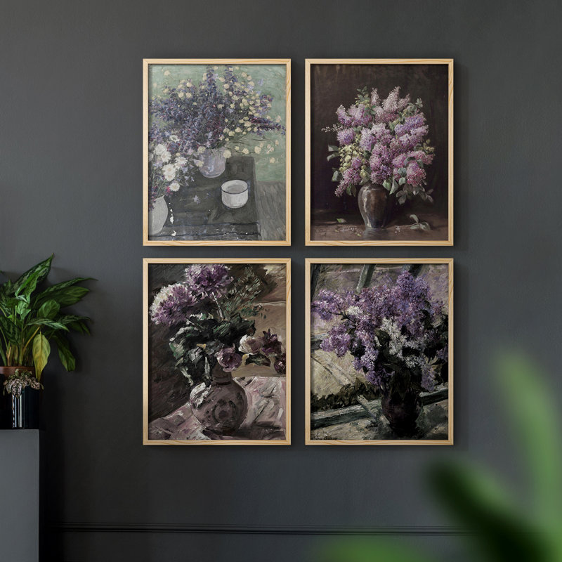 «Vintage Floral Print CCLXVII», 4 pièces sur papier, Naturel, H 14 po x l 44 po